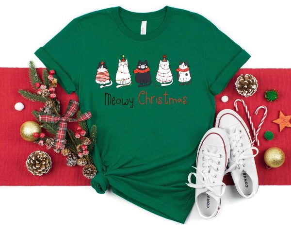 Meowy Christmas Shirt, Christmas Cat Shirt, Merry Christmas, Cat Lover Shirt, Christmas Gift