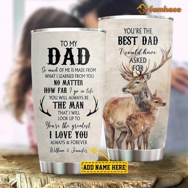 Personalized Deer Tumbler Gift For Dad From Daughter, Father’s Day Gift