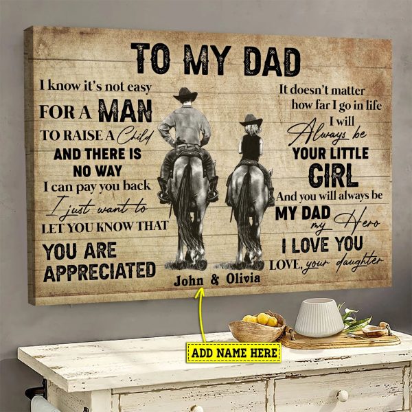 Personalized Cowboy Poster, Canvas Gift For Dad From Daughter, To My Dad You Are Appreciated Canvas