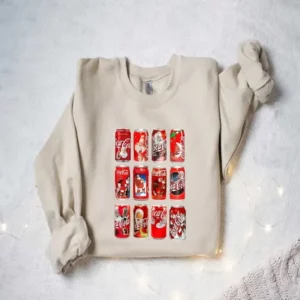 christmas cola sweatshirt christmas coke sampler gift for coke lover coke bottles trendy funny sweatshirt for christmas 3