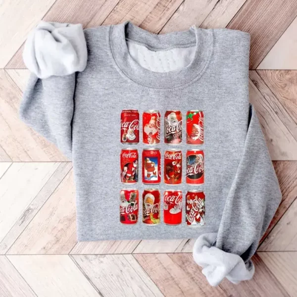 Christmas Cola Sweatshirt, Christmas Coke Sampler, Gift for Coke Lover, Coke bottles, Trendy Funny Sweatshirt for Christmas